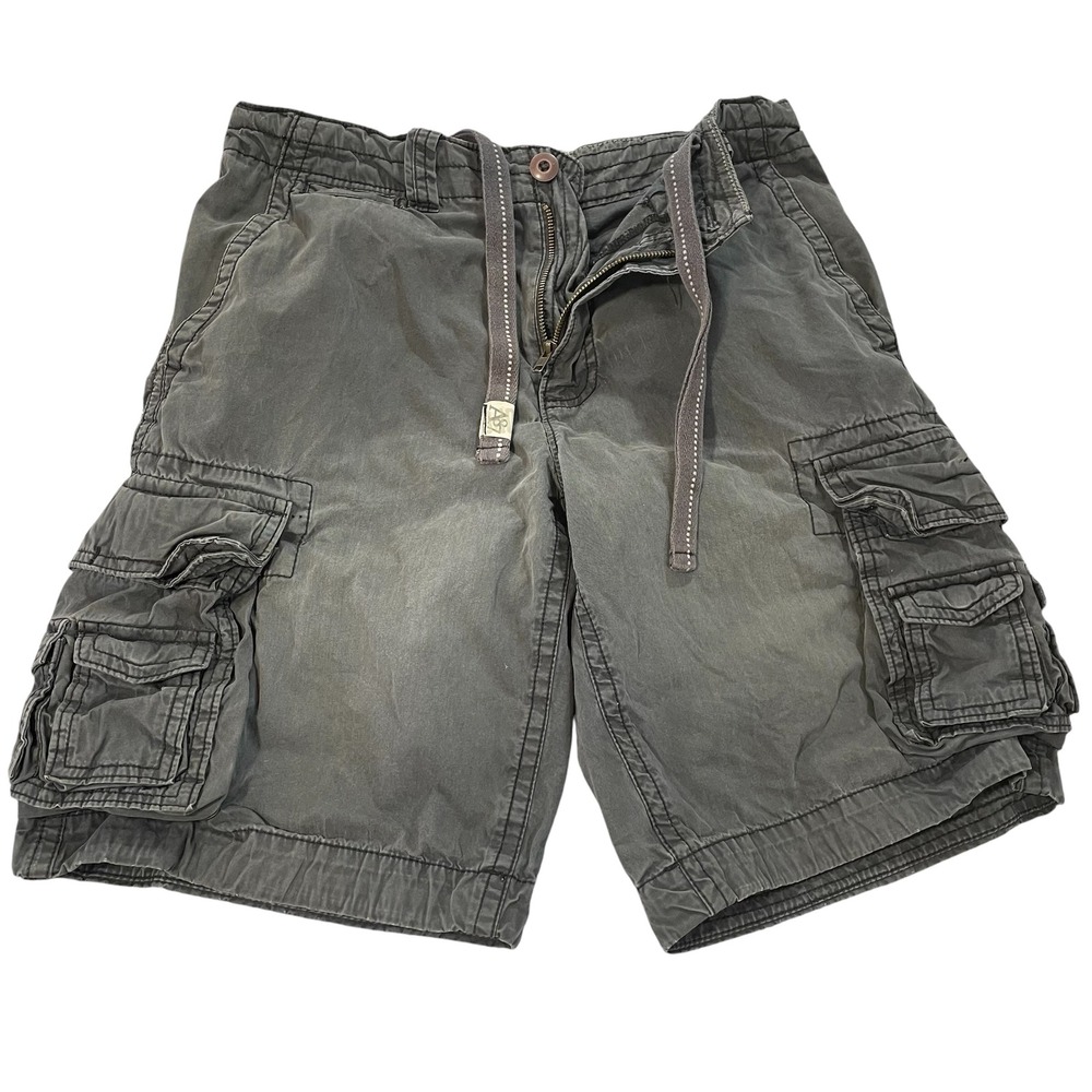Aeropostale Mens Cargo Shorts Size 32 Faded Gray Cotton Grunge Skater Utility